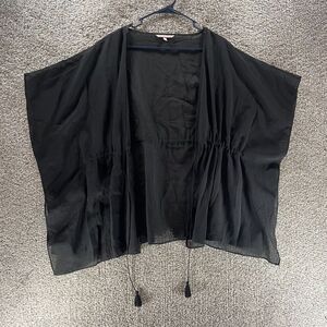 Victoria's Secret Cover Up Womens Extra Small Black Sheer Open Front Tassels